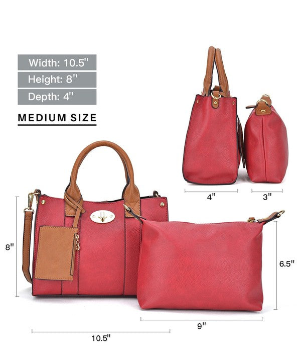 3-in-1 Boxy Satchel With Shoulder Strap