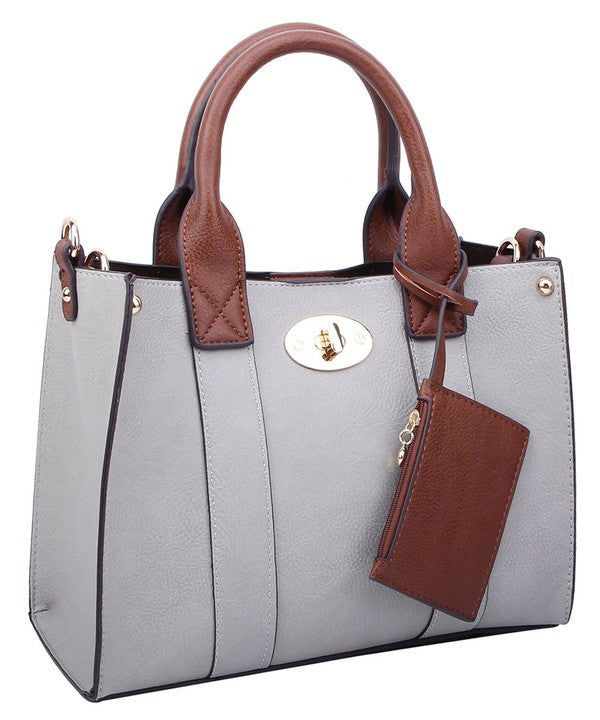 3-in-1 Boxy Satchel With Shoulder Strap