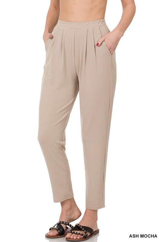 Pleated Waist Pants With Side Pockets