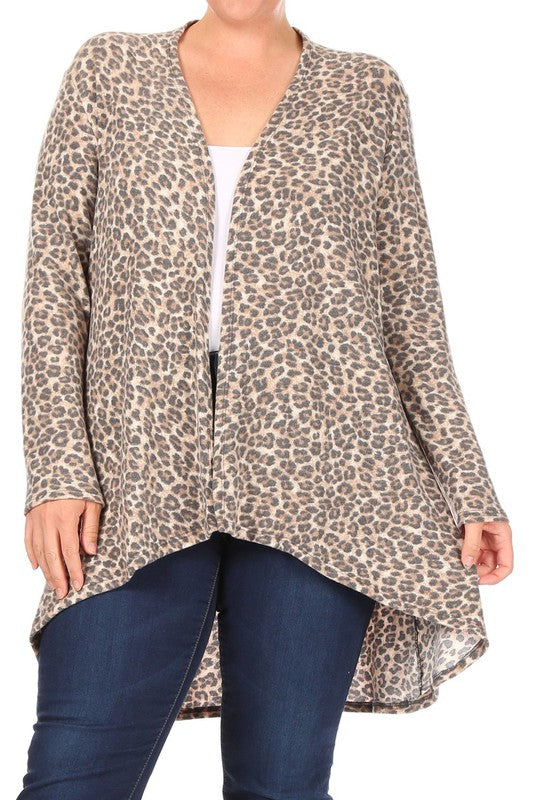 Plus Leopard Print Cardigan