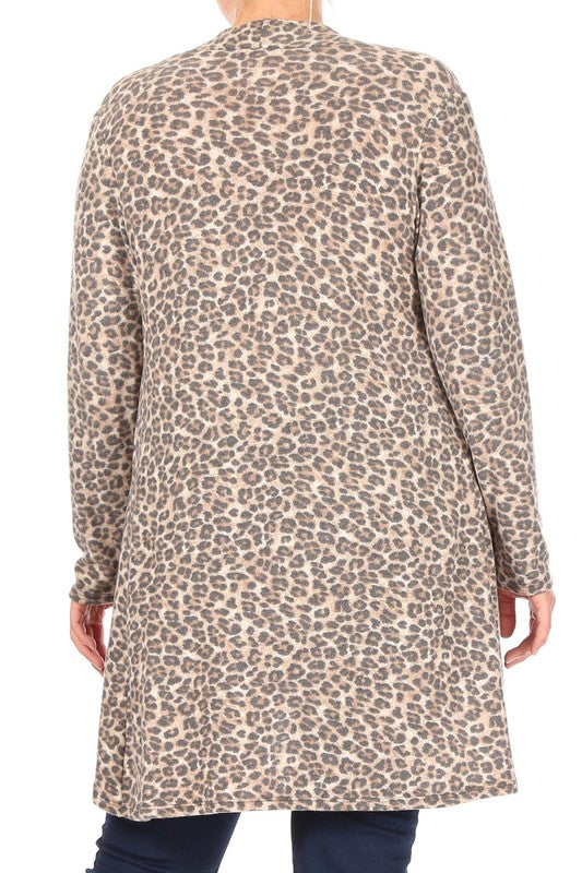 Plus Leopard Print Cardigan