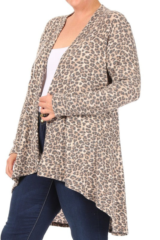 Plus Leopard Print Cardigan