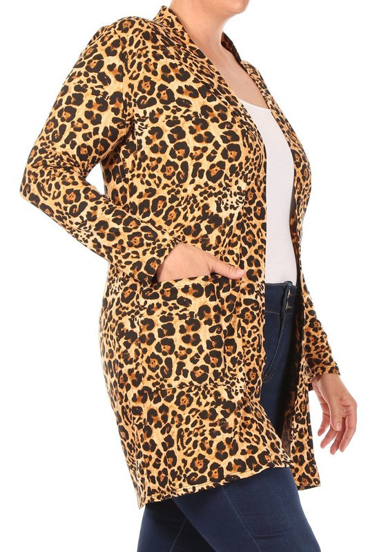 Plus Leopard Print Duster Cardigan