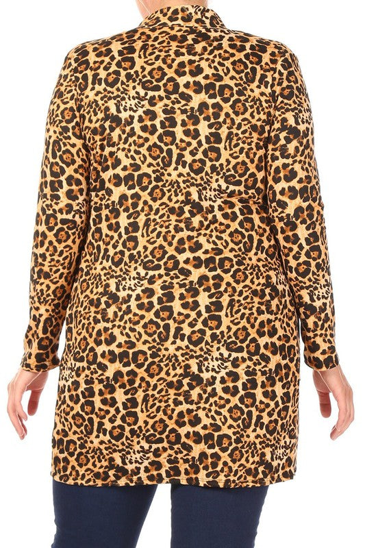 Plus Leopard Print Duster Cardigan