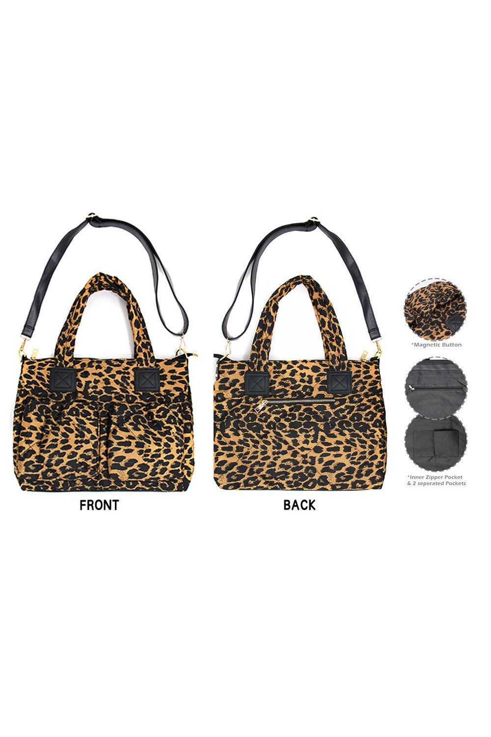 Leopard Puffer Tote Bag