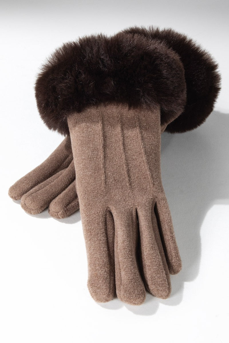 Luxurious Pin Tuck Gloves with Fur Cuff - Available in 3 Colors