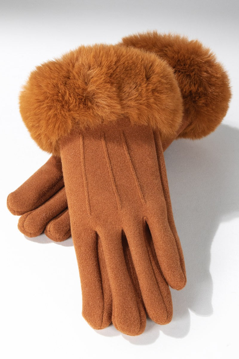 Luxurious Pin Tuck Gloves with Fur Cuff - Available in 3 Colors