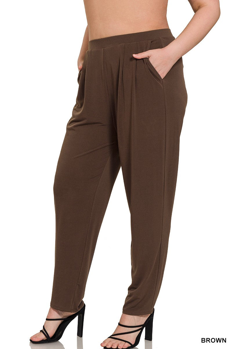 Pleated Waist Pants With Side Pockets