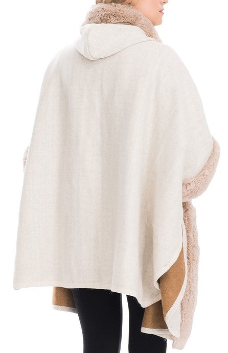Luxury Faux Fur Lined Hooded Cape