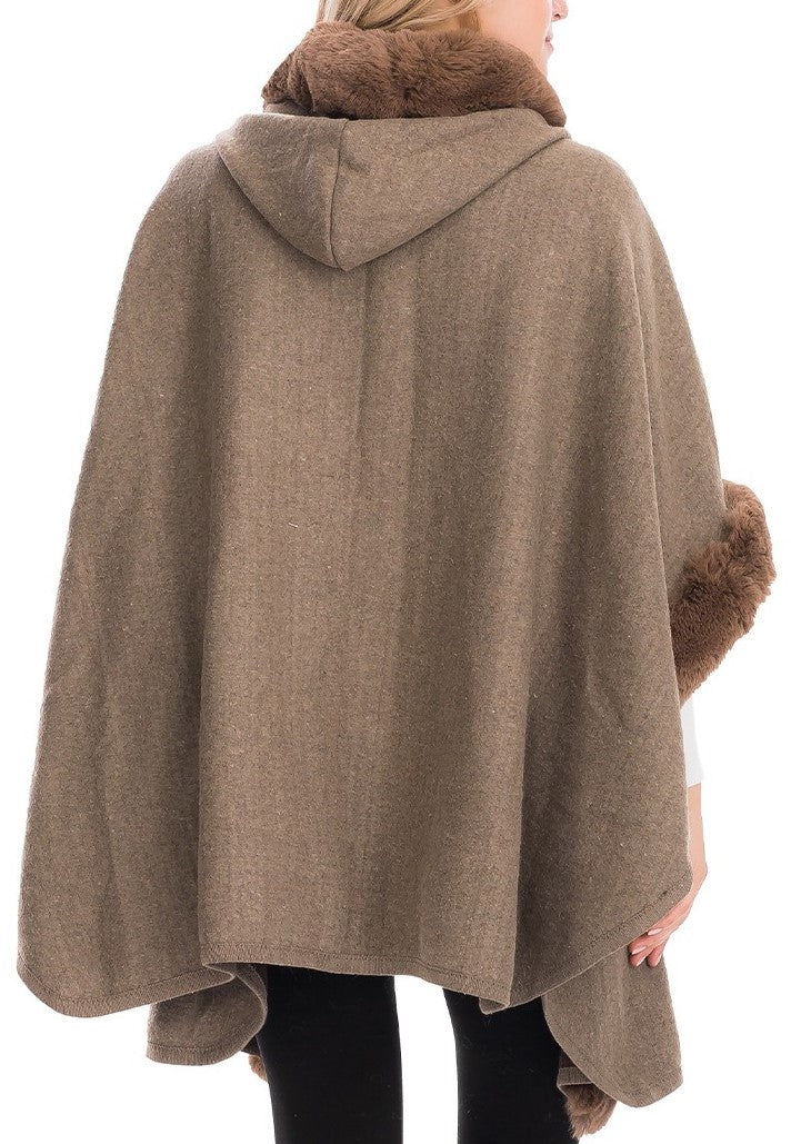 Luxury Faux Fur Lined Hooded Cape
