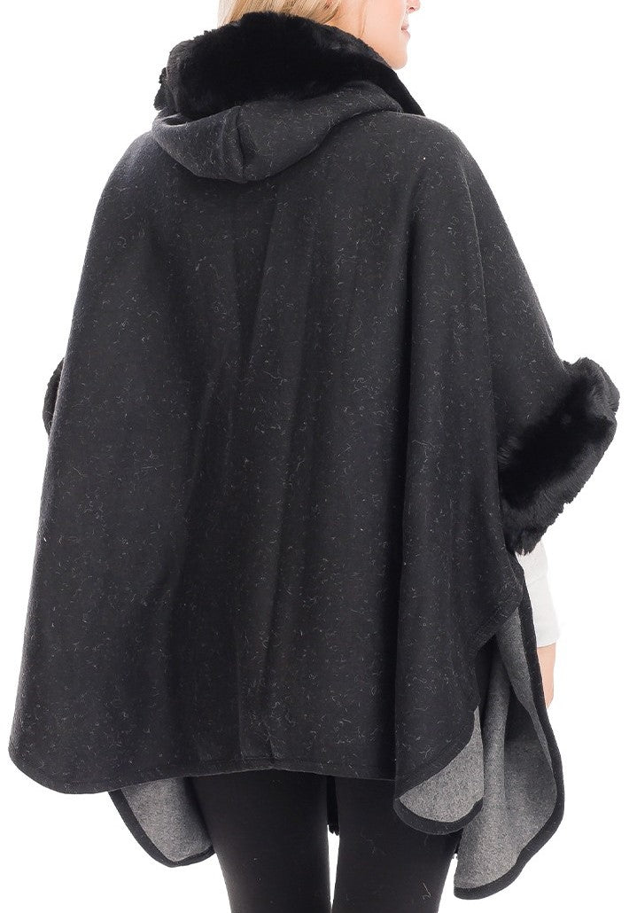 Luxury Faux Fur Lined Hooded Cape