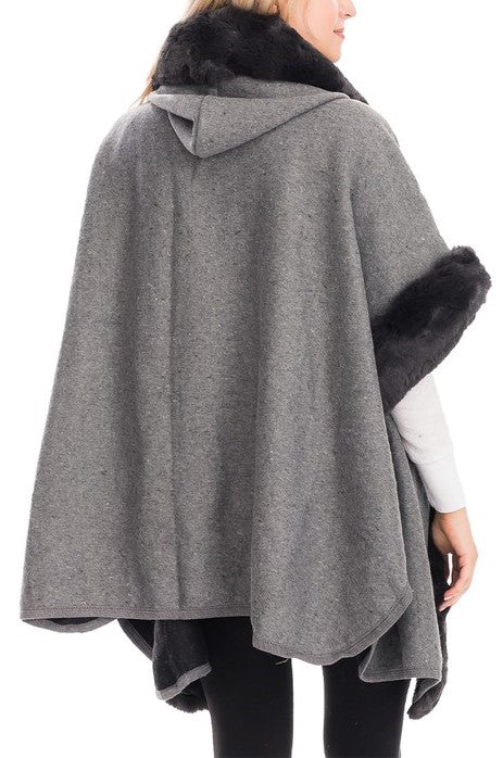 Luxury Faux Fur Lined Hooded Cape