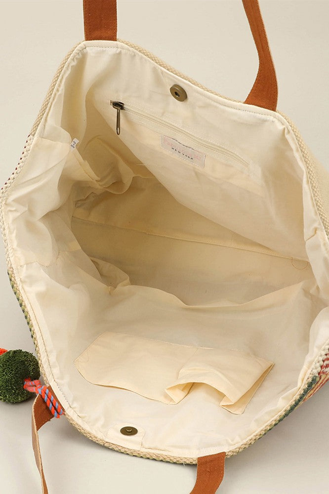 Boho Pom Pom Tassel Tote/Shoulder Bag