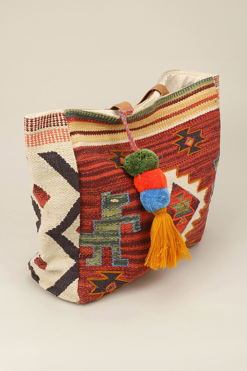Boho Pom Pom Tassel Tote/Shoulder Bag