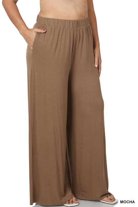 Plus Wide Leg Pants with Pockets