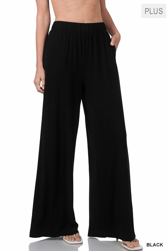 Plus Wide Leg Pants with Pockets