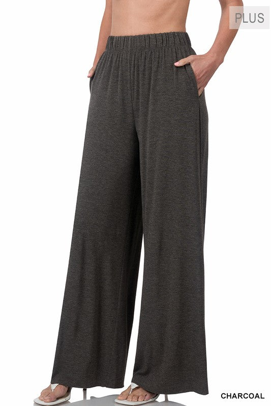 Plus Wide Leg Pants with Pockets
