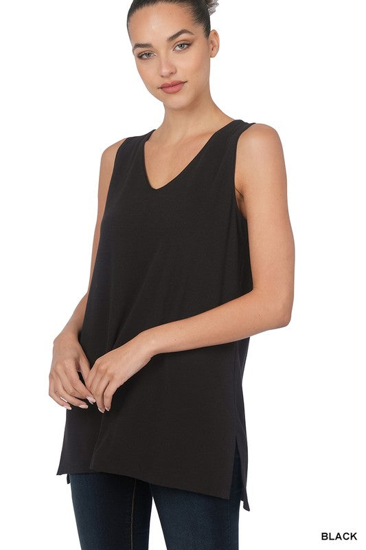 Sleeveless Side Slit Top