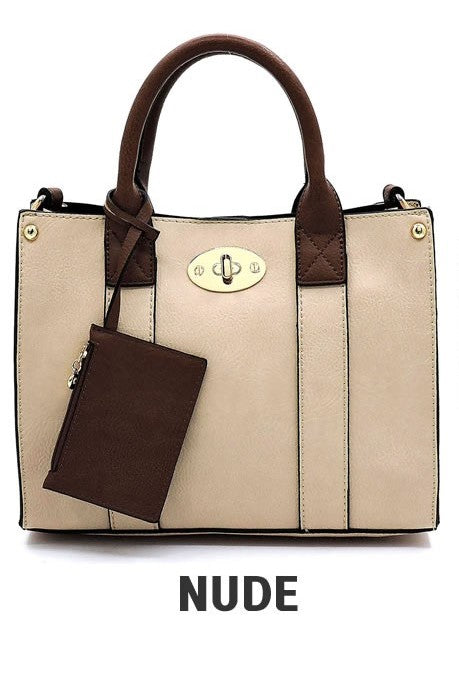 3-in-1 Boxy Satchel With Shoulder Strap