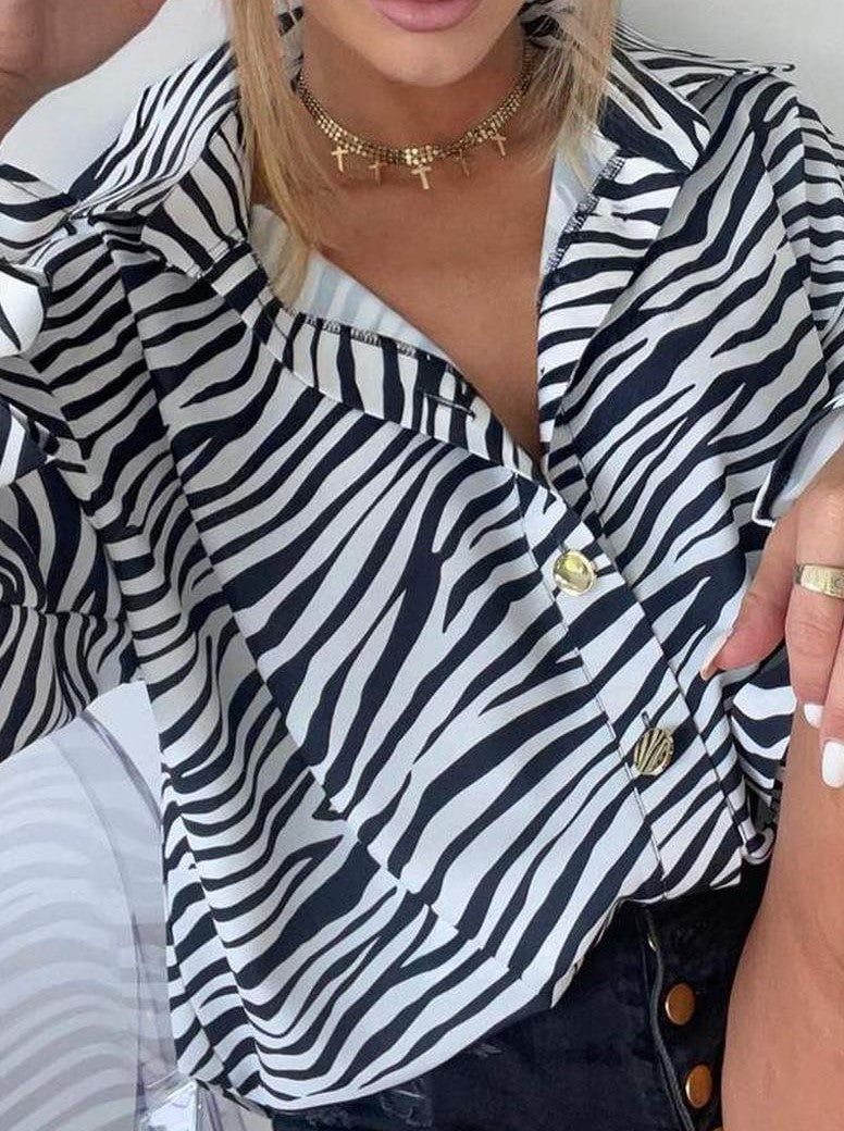 Zebra Print Long Sleeve Shirt