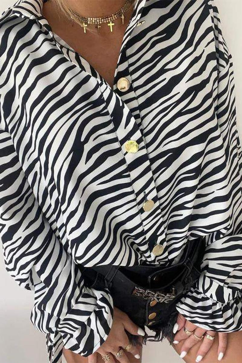 Zebra Print Long Sleeve Shirt