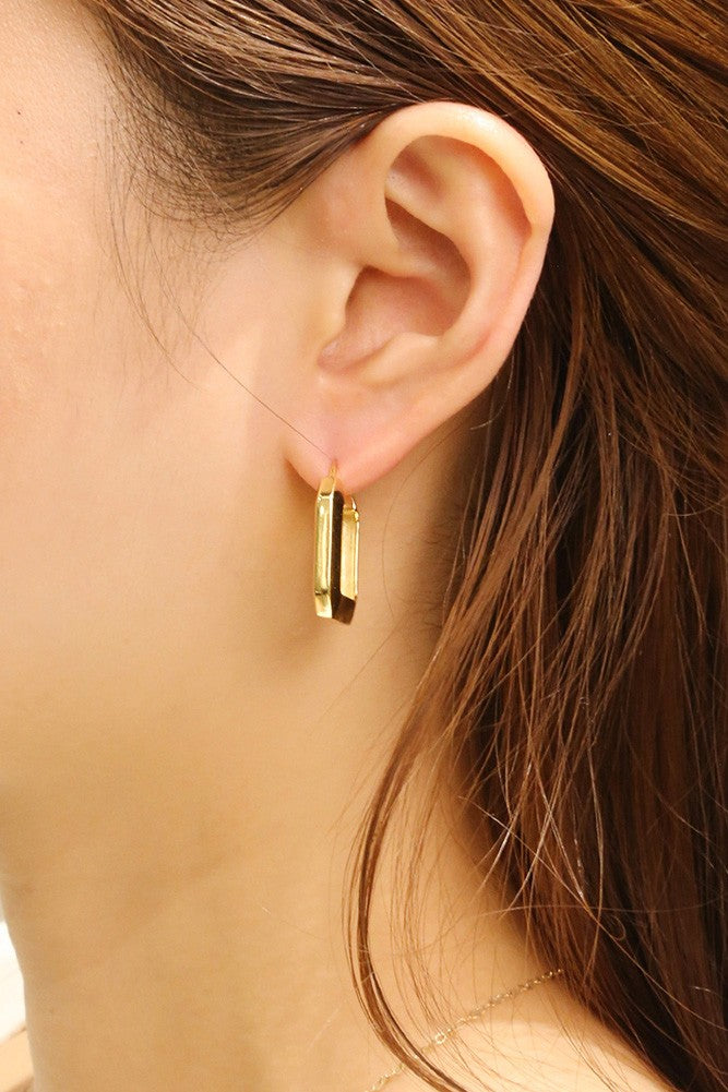 14K Square Hollow Pincatch Earrings