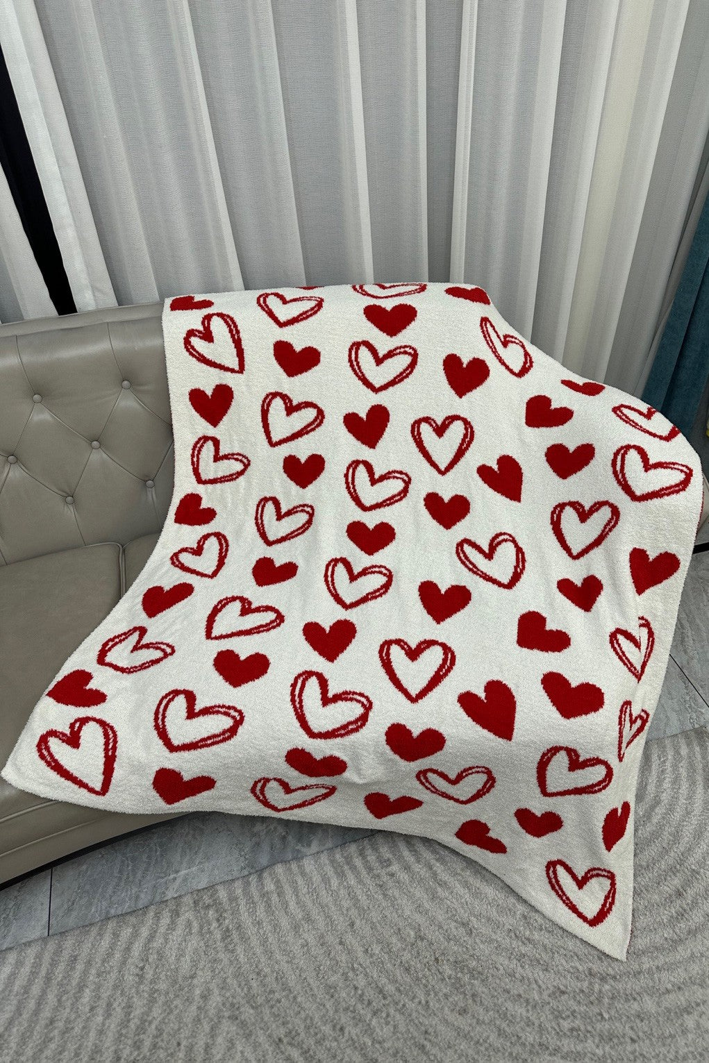 Heart Patterned Reversible Throw Blanket