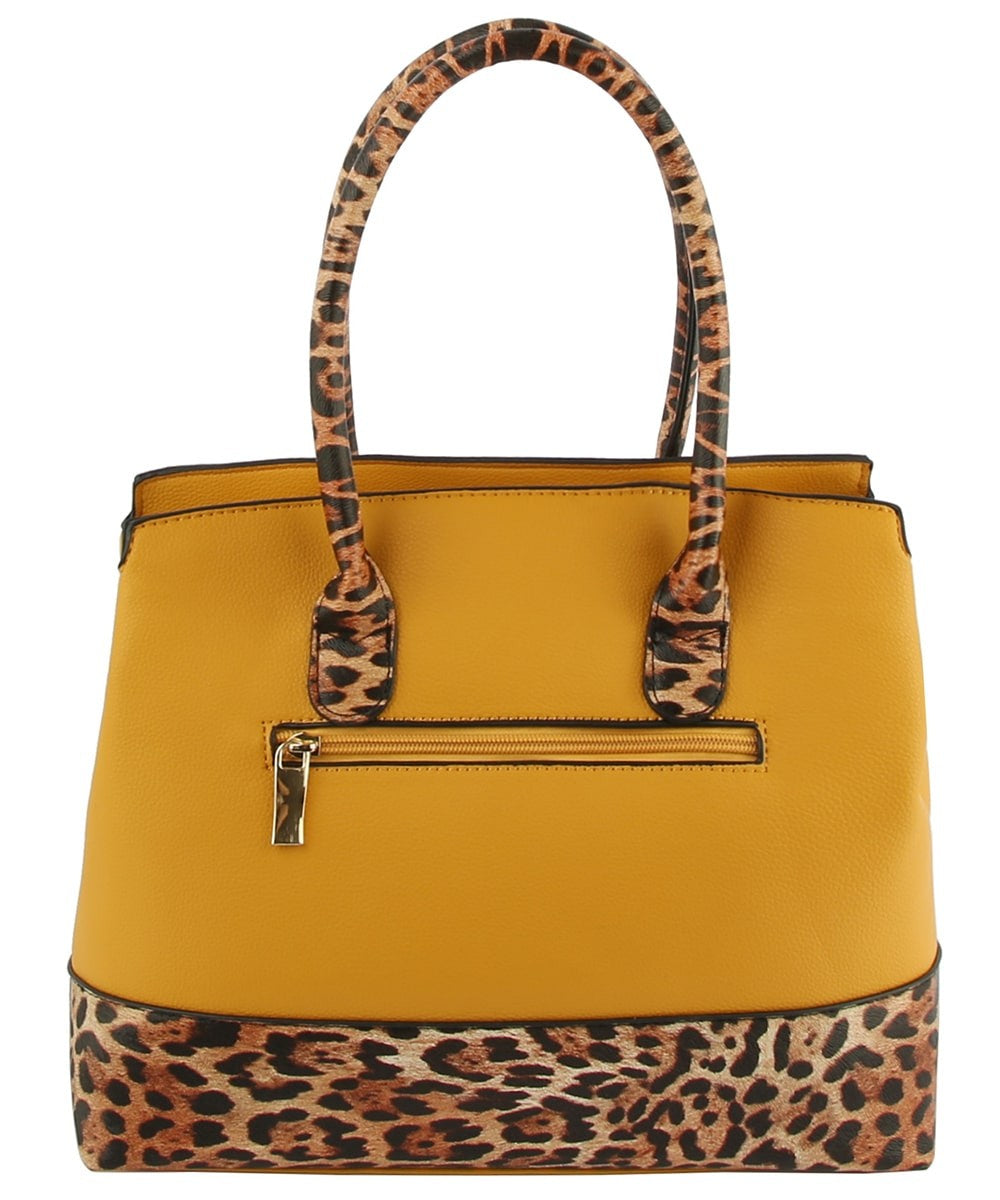 Leopard Colorblock Padlock Satchel