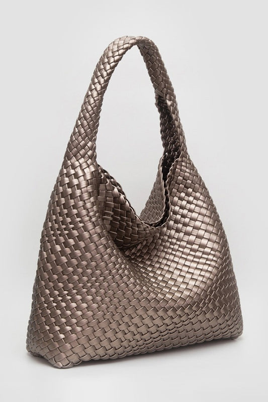 Woven Braided Shoulder Bag With Wristlet Pouch