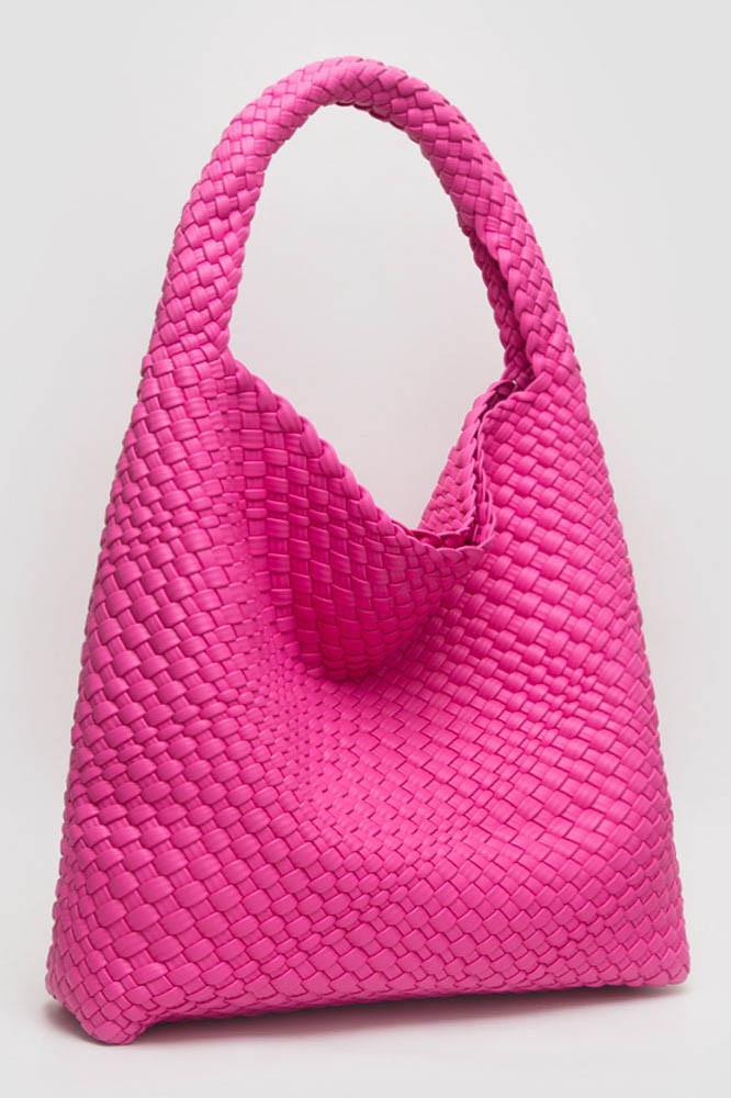 Woven Braided Shoulder Bag With Wristlet Pouch