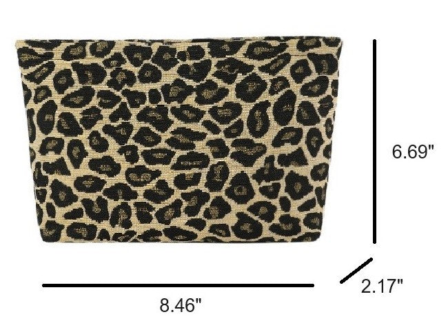 Leopard Canvas Makeup Travel Clutch Bag