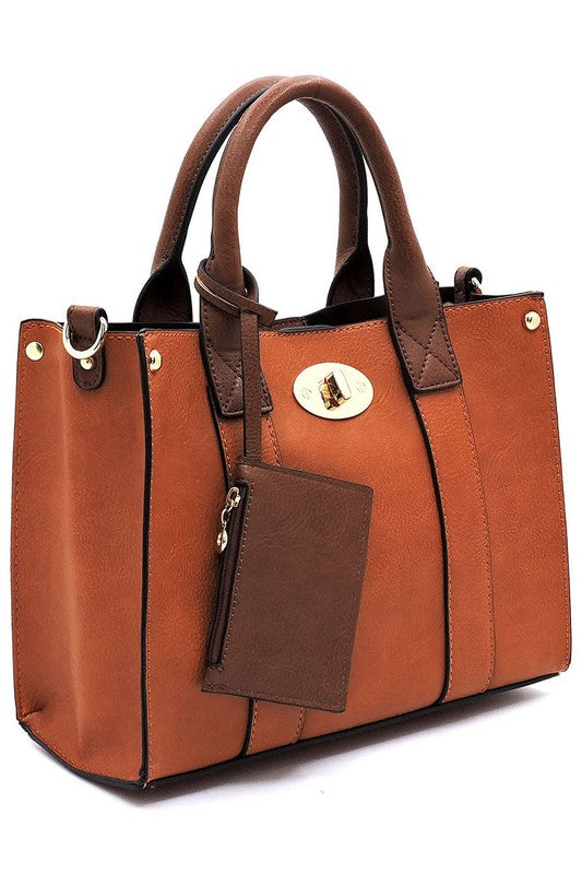 3-in-1 Boxy Satchel With Shoulder Strap