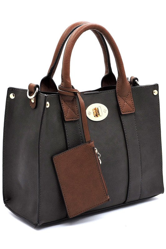 3-in-1 Boxy Satchel With Shoulder Strap