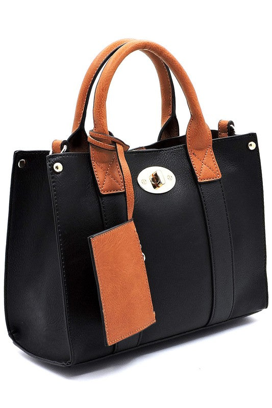 3-in-1 Boxy Satchel With Shoulder Strap