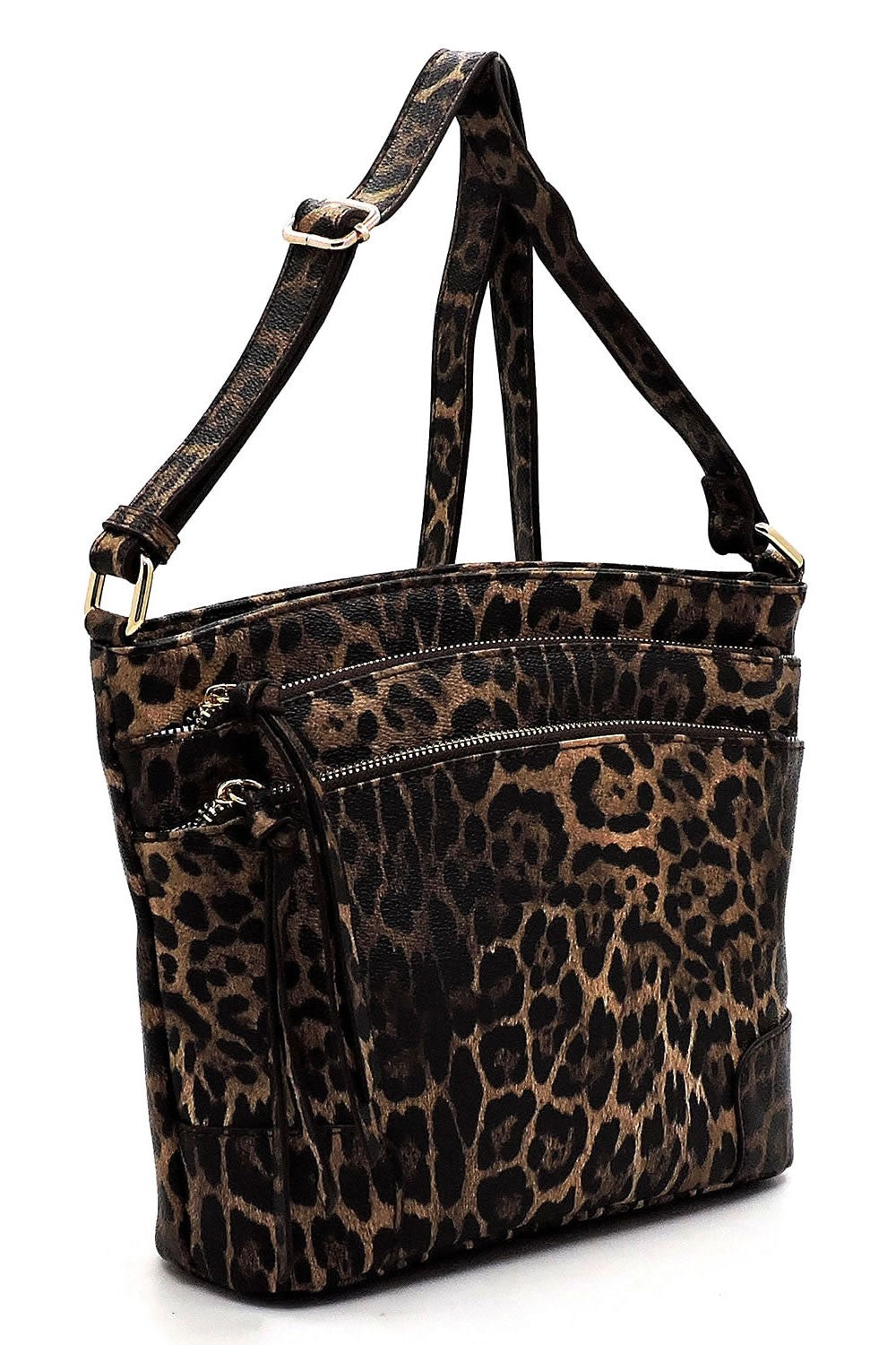 Leopard Multi Zip Pocket Crossbody Bag