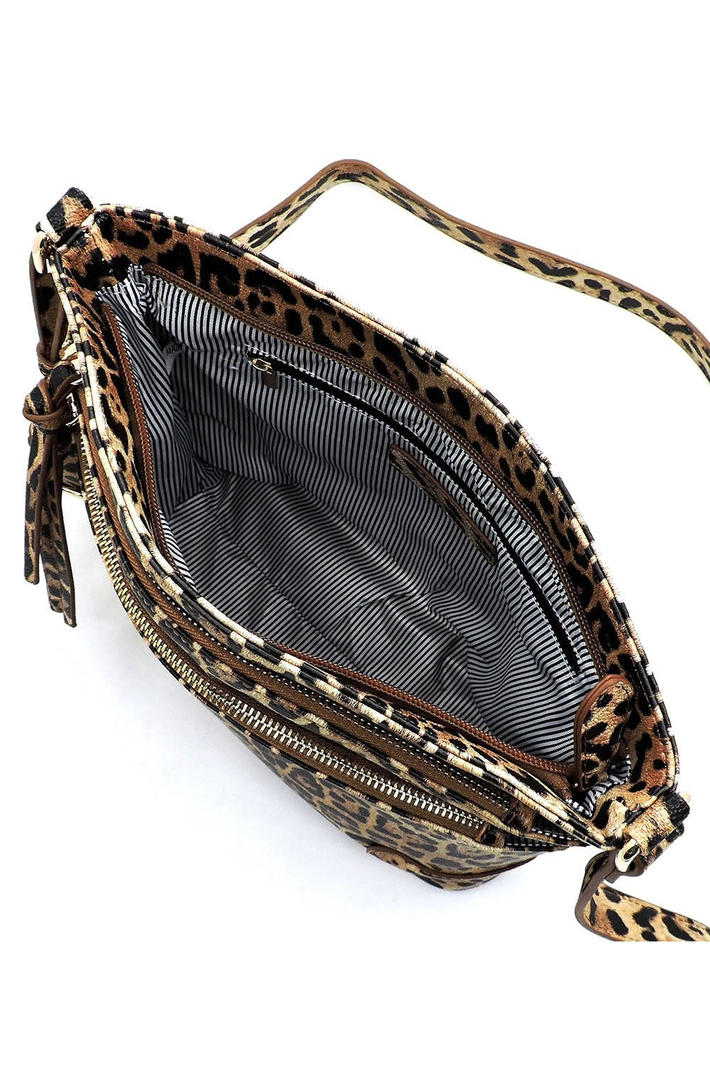 Leopard Multi Zip Pocket Crossbody Bag