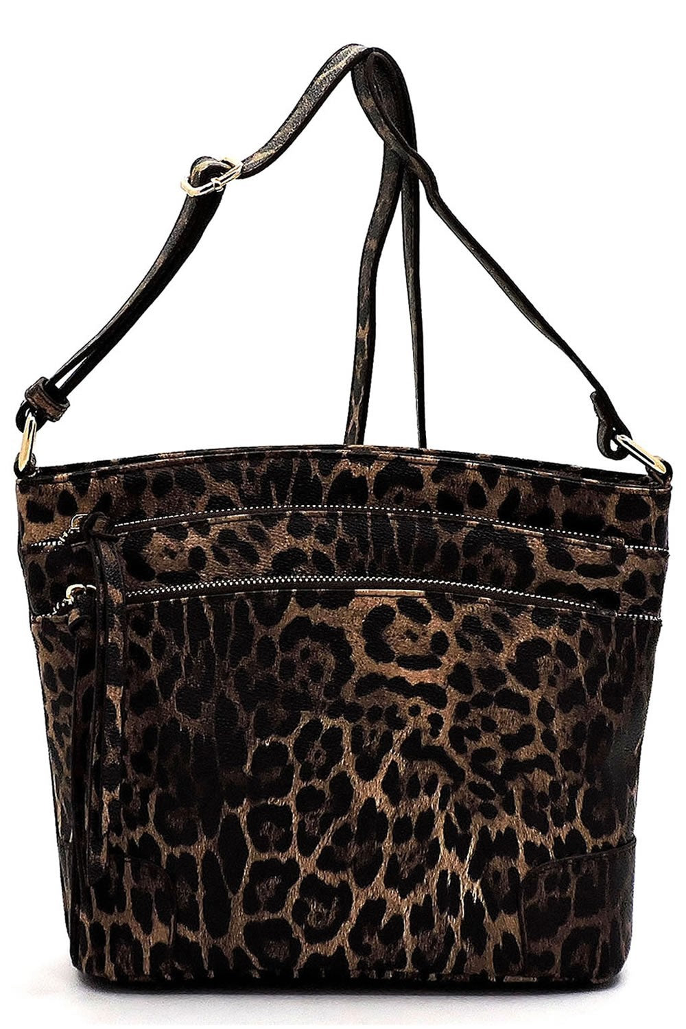 Leopard Multi Zip Pocket Crossbody Bag