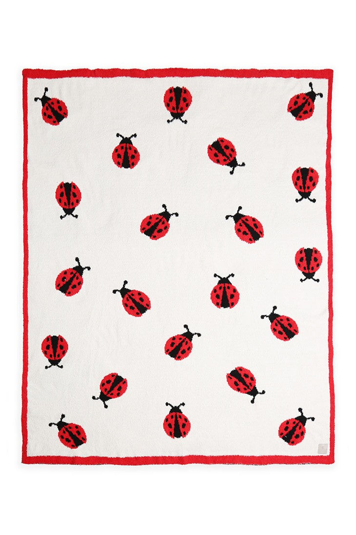 Ladybug Patterned Reversible Throw Blanket