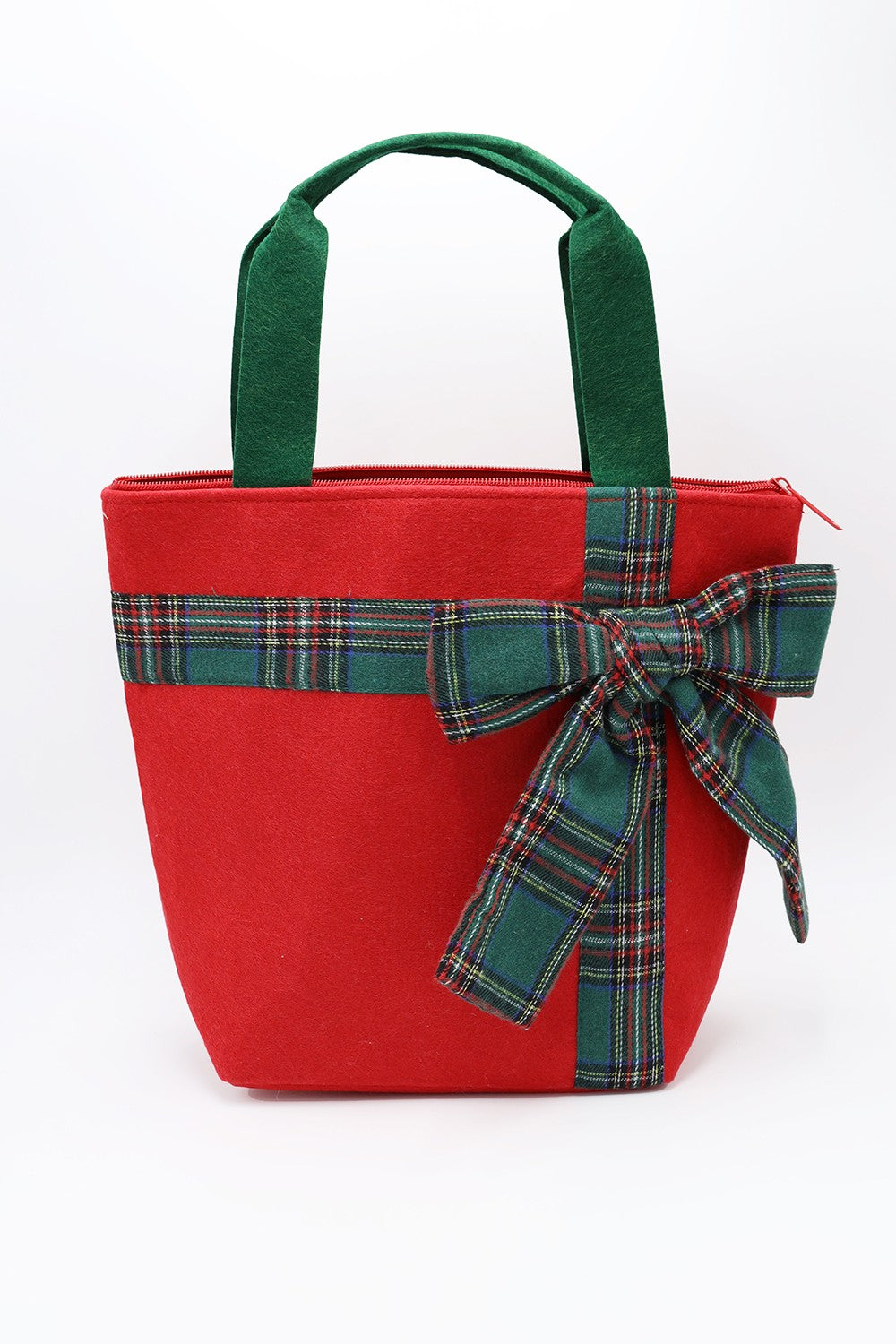 Plaid Bow Accent Christmas Tote Bag