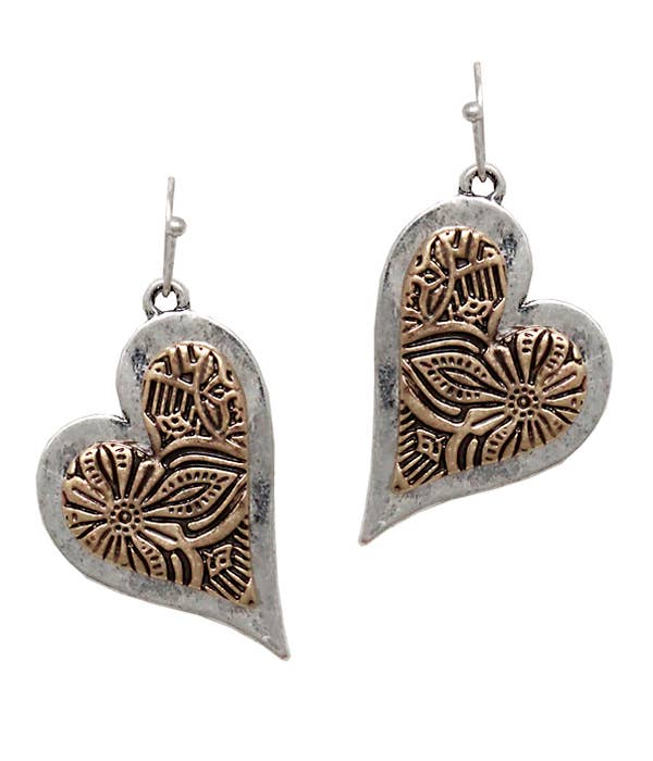 ( T336 ) VINTAGE HEART EARRING