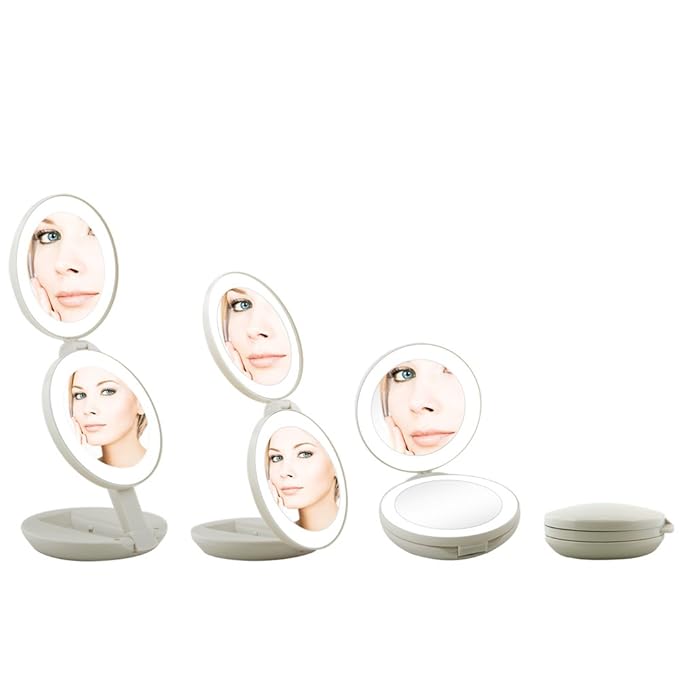 Lighted Travel Mirror With Magnification