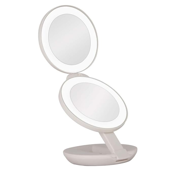 Lighted Travel Mirror With Magnification