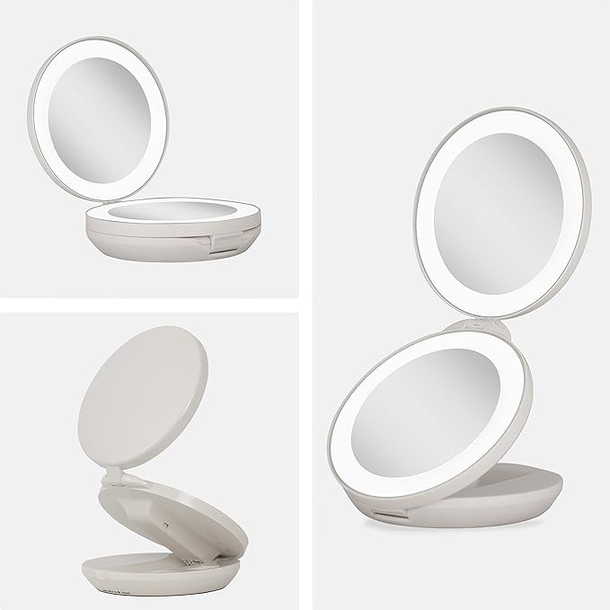 Lighted Travel Mirror With Magnification