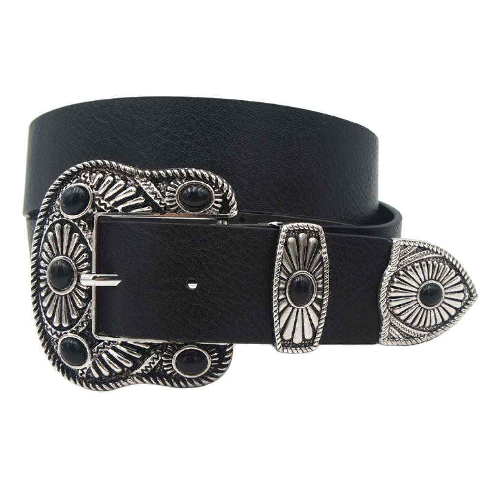 Southwest Style Belt With Silver Buckle