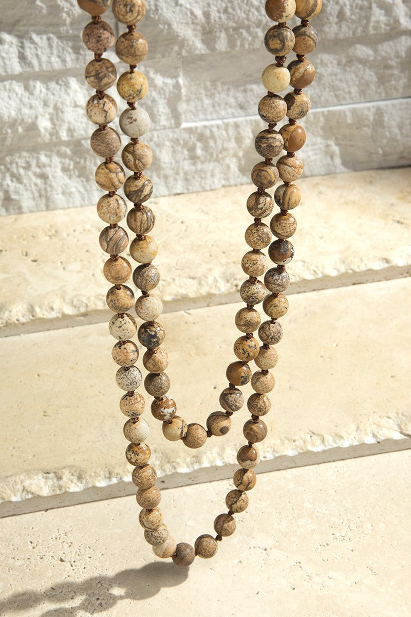 Semi Precious Natural Stone 60" Long Necklace