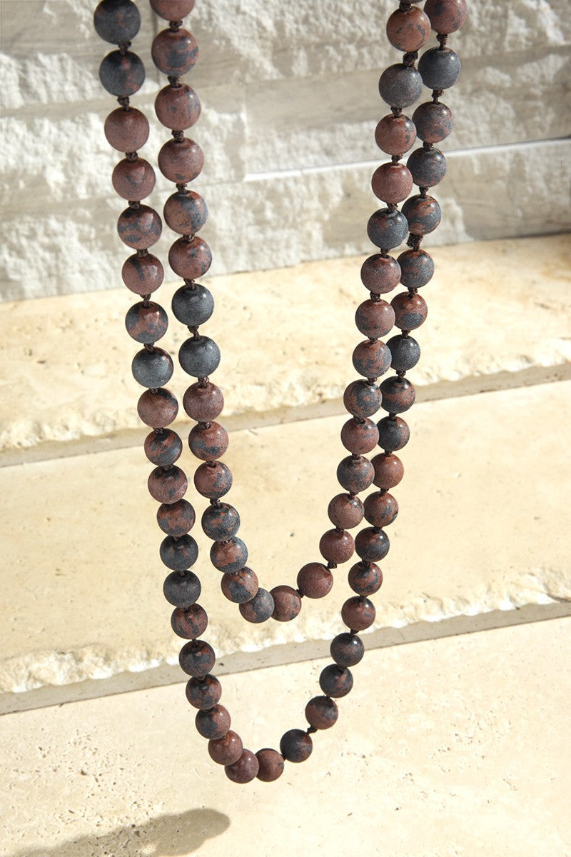 Semi Precious Natural Stone 60" Long Necklace