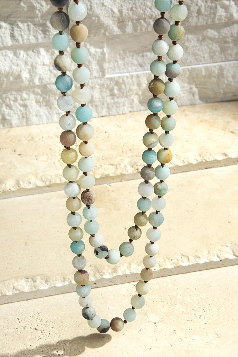 Semi Precious Natural Stone 60" Long Necklace