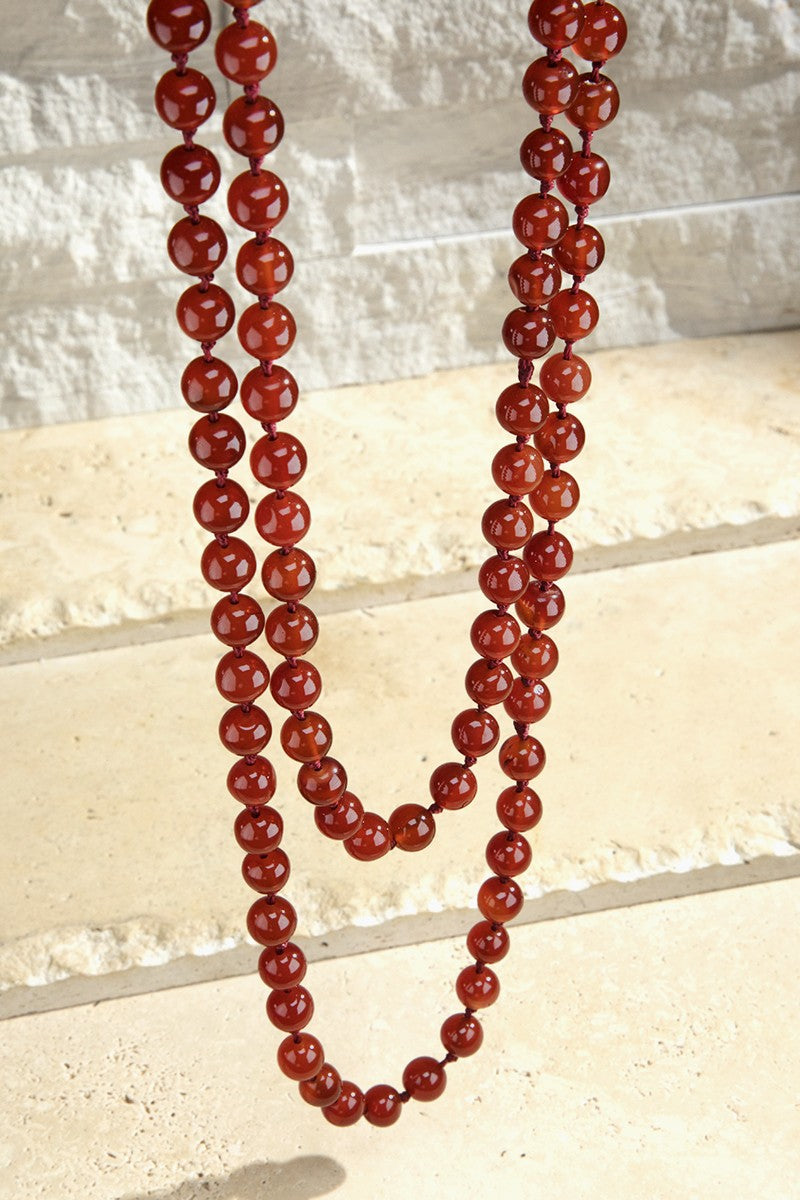 Semi Precious Natural Stone 60" Long Necklace