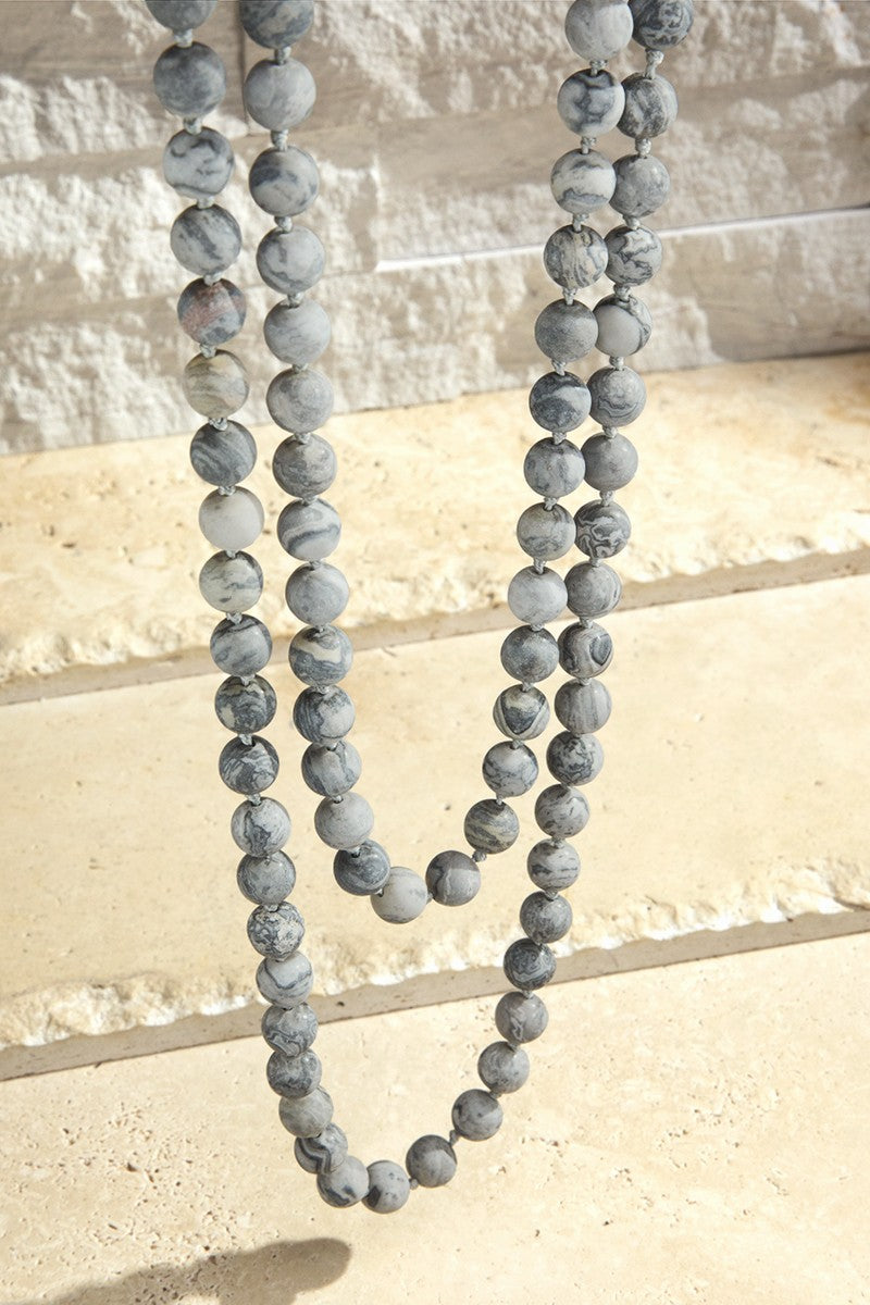 Semi Precious Natural Stone 60" Long Necklace