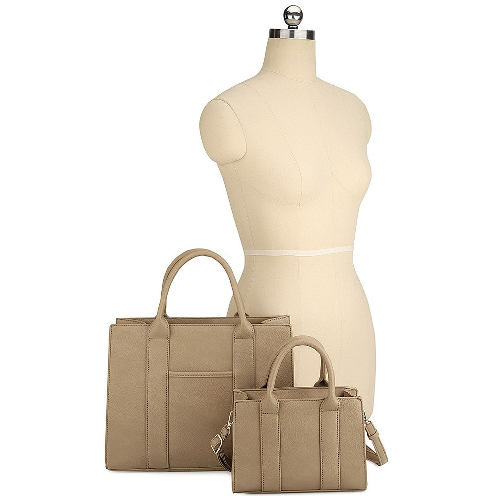 Sage Green Color Satchel With Matching Bag 2 Piece Set